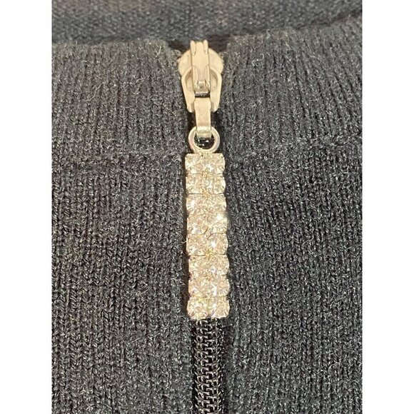 Luxe 360 Mercer Street Studio Black Pullover Sweater Rhinestone Zip Women's PL - Picture 10 of 10